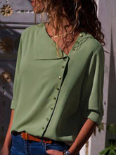 Loose Irregular Diagonal Collar Button Long Sleeve Shirt